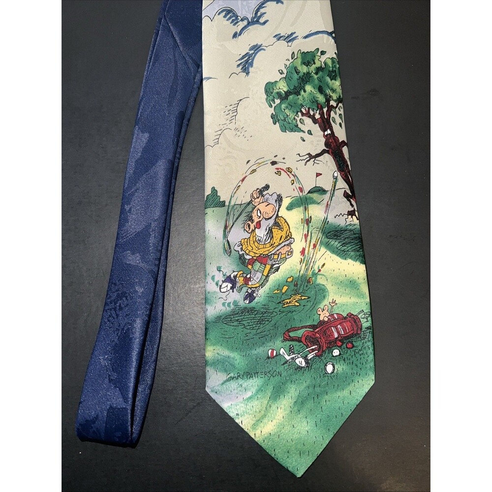 Vintage Balancine Hot Cakes Men’s Golf Tie, Navy Blue, Size 57” x 3 1/2”